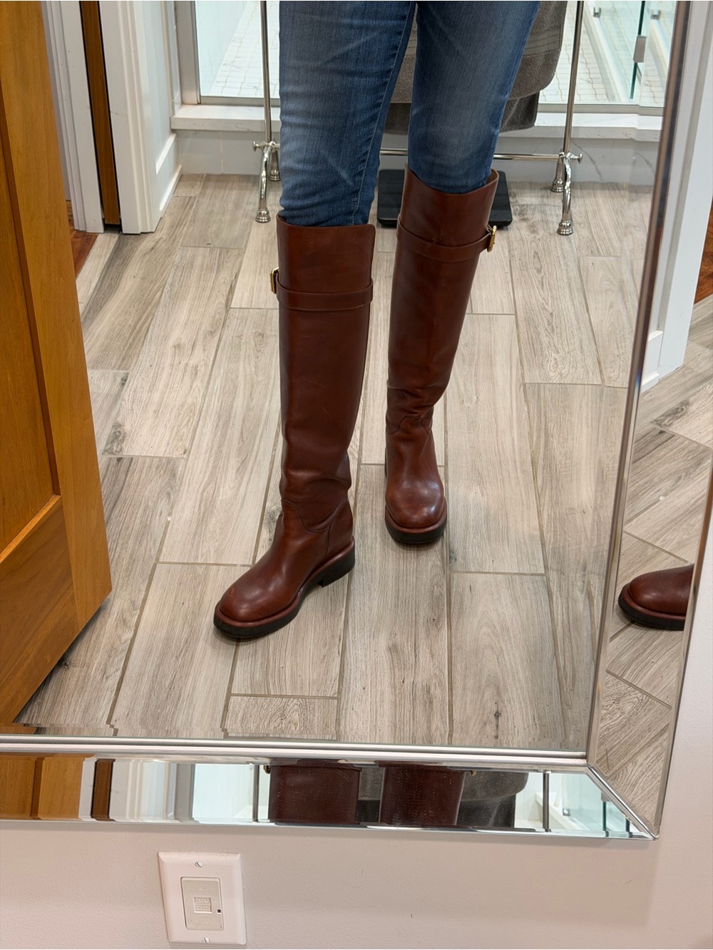 Chloe Brown Over-the-Knee Leather Riding Boots